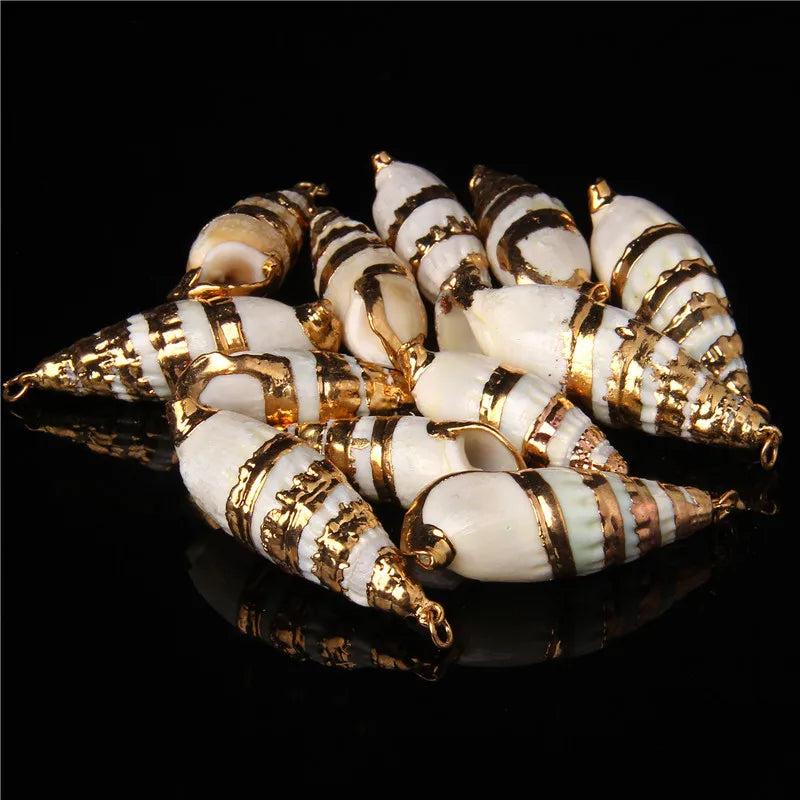 5 Natural Shell Charms Conch Cowrie Shells for DIY Jewelry Making