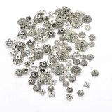 150pcs Mixed Tibetan Silver Bead Caps for Jewelry Making