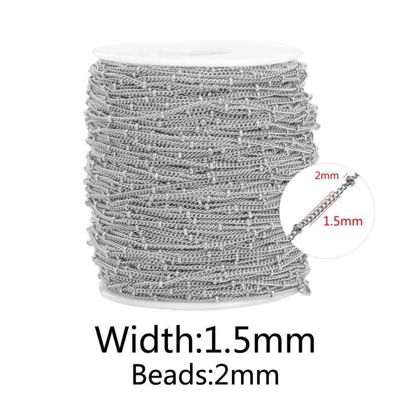 2 Meters Stainless Steel Beaded Cable Link Chain for Jewelry Making