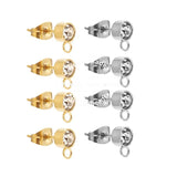 20pcs Clear Rhinestone Earring Posts Ear Studs with Loop Stainless Steel