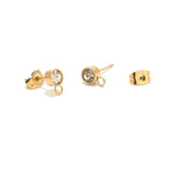 20pcs Clear Rhinestone Earring Posts Ear Studs with Loop Stainless Steel