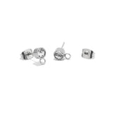 20pcs Clear Rhinestone Earring Posts Ear Studs with Loop Stainless Steel