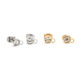 20pcs Clear Rhinestone Earring Posts Ear Studs with Loop Stainless Steel
