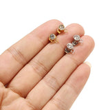 20pcs Clear Rhinestone Earring Posts Ear Studs with Loop Stainless Steel