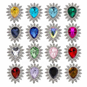 10Pc 27*32MM Silver Rhinestone Embellishment Hair Accessories DIY Brooch Jewelry