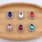 10Pc 27*32MM Silver Rhinestone Embellishment Hair Accessories DIY Brooch Jewelry