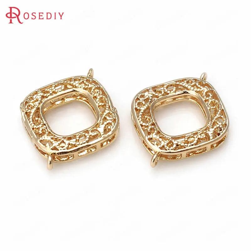6PCS 20x26MM Champagne Square Connect Charms for DIY Jewelry