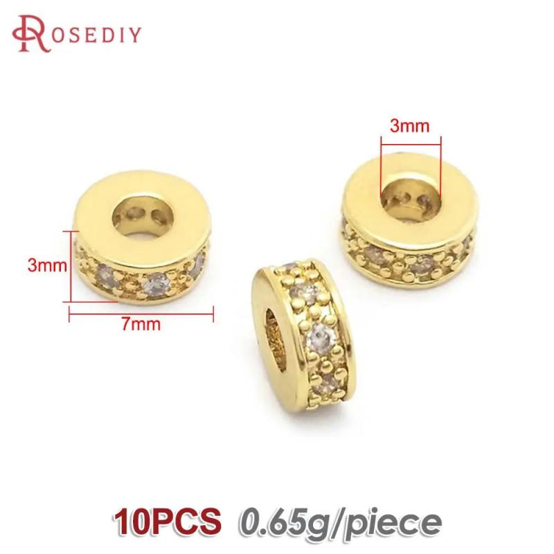 24K Brass Zircon Spacer Beads Bracelets DIY Jewelry Making