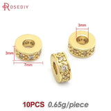 24K Brass Zircon Spacer Beads Bracelets DIY Jewelry Making