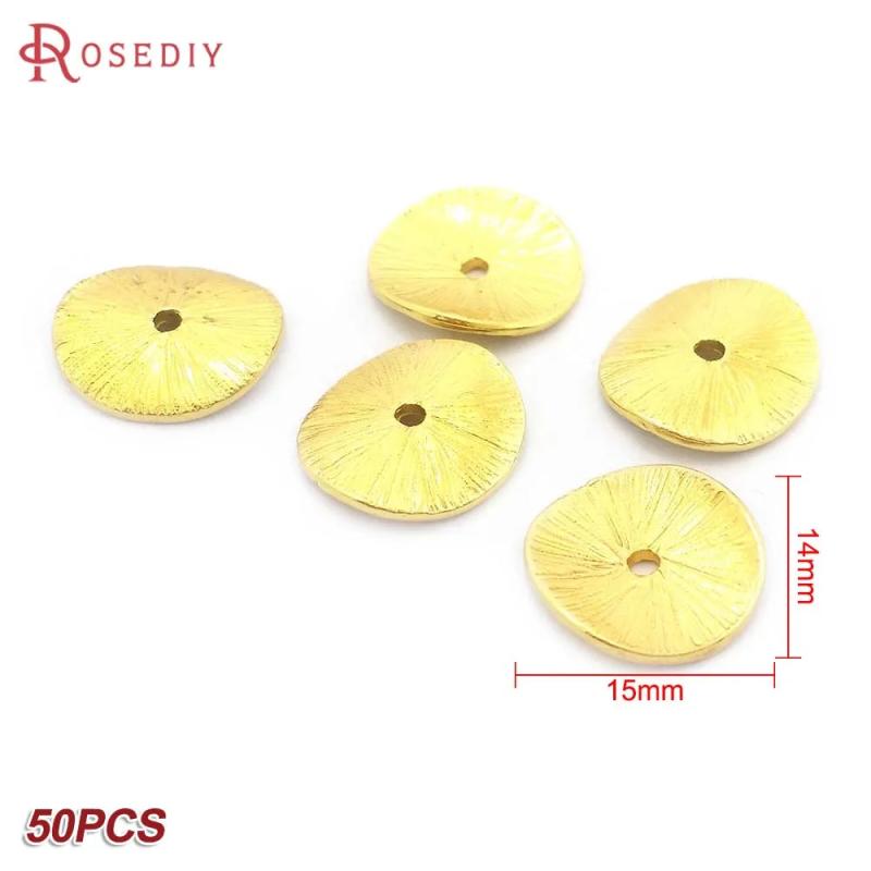 50PCS 15x14MM Round Curved Brushed Spacer Beads Diy Jewelry Findings