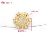 6PCS 10MM 12MM Brass Zircon Snowflake Bead Caps 24K Plated Jewelry Findings