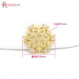 6PCS 10MM 12MM Brass Zircon Snowflake Bead Caps 24K Plated Jewelry Findings