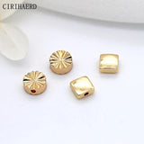 14K Plated Round Rectangle Bead Flat Spacer Copper Beads