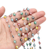 1m 6mm Stainless Steel Eye Chain Black/Red Rosary Beads Chain Findings