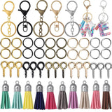 65Pcs Keychain Leather Tassels Jump Ring Eye Pin Jewelry Making Kit DIY Key Chai
