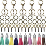 65Pcs Keychain Leather Tassels Jump Ring Eye Pin Jewelry Making Kit DIY Key Chai