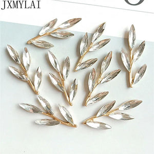 10 PCS Metal Alloy KC Rhinestone Leaf DIY Jewelry Making Accessories