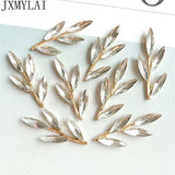 10 PCS Metal Alloy KC Rhinestone Leaf DIY Jewelry Making Accessories