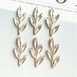 10 PCS Metal Alloy KC Rhinestone Leaf DIY Jewelry Making Accessories