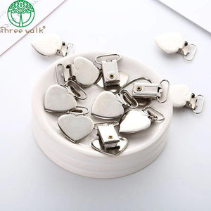 10pcs DIY Silver Metal Peach Heart Suspender Braces Clips Holder
