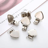 10pcs DIY Silver Metal Peach Heart Suspender Braces Clips Holder