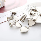 10pcs DIY Silver Metal Peach Heart Suspender Braces Clips Holder