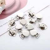 10pcs DIY Silver Metal Peach Heart Suspender Braces Clips Holder