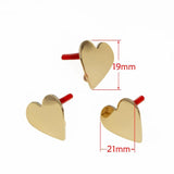 10pcs DIY Stainless Steel Heart Stud Earrings Base