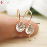 6PCS 24K Brass Zircon Earring Hooks High Jewelry Making Supplies
