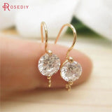 6PCS 24K Brass Zircon Earring Hooks High Jewelry Making Supplies