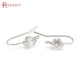 6PCS 24K Brass Zircon Earring Hooks High Jewelry Making Supplies