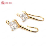 6PCS 24K Brass Zircon Earring Hooks High Jewelry Making Supplies