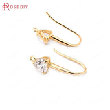 6PCS 24K Brass Zircon Earring Hooks High Jewelry Making Supplies