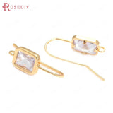 6PCS 24K Brass Zircon Earring Hooks High Jewelry Making Supplies