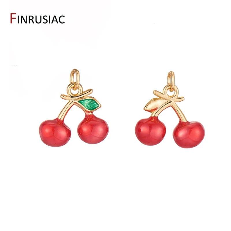 Enamel Fruit Grape And Cherry Pendants Charms DIY Necklace Bracelet Earring