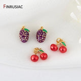 Enamel Fruit Grape And Cherry Pendants Charms DIY Necklace Bracelet Earring