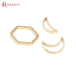 20PCS 18K Brass Hexagon Moon Shape Closed Rings Connect Rings Accessories