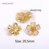 18K Plated Pearl Clasps Fasteners, Brass Metal Petal Pearl Clasps