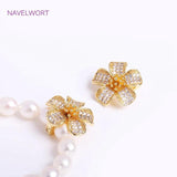 18K Plated Pearl Clasps Fasteners, Brass Metal Petal Pearl Clasps