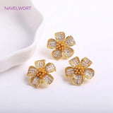 18K Plated Pearl Clasps Fasteners, Brass Metal Petal Pearl Clasps