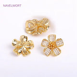 18K Plated Pearl Clasps Fasteners, Brass Metal Petal Pearl Clasps