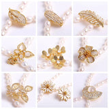 18K Plated Pearl Clasps Fasteners, Brass Metal Petal Pearl Clasps