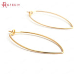 20PCS 38x19MM 24K Brass Oval Earrings Hooks DIY Jewelry Findings