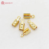20PCS 3x8MM 3x10MM 24K Brass End Crimps DIY Jewelry Findings