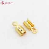20PCS 3x8MM 3x10MM 24K Brass End Crimps DIY Jewelry Findings