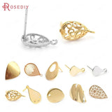 24K Brass Drop Shape Stud Earrings Pins High Jewelry Earrings Making Supplies