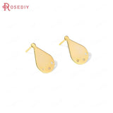 24K Brass Drop Shape Stud Earrings Pins High Jewelry Earrings Making Supplies