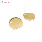 24K Brass Drop Shape Stud Earrings Pins High Jewelry Earrings Making Supplies