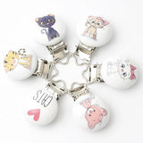5pcs Baby Pacifier Clip Metal Wooden Multiple Pattern Child Molar Chain Holder