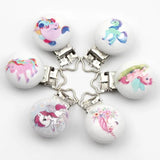 5pcs Baby Pacifier Clip Metal Wooden Multiple Pattern Child Molar Chain Holder